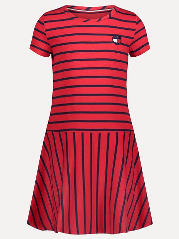 Lány Tommy Hilfiger Big Stripe Drop Derekú Dresses Piros | HU 1735UZG